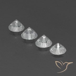 Zircon Gemstones in 6 mm (calibrated) Size for Sale, Zircon Stones in Clear White Color