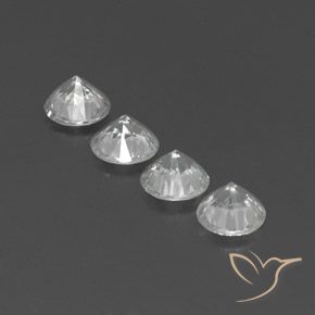 Zircon Gemstones in 6 mm (calibrated) Size for Sale, Zircon Stones in Clear White Color