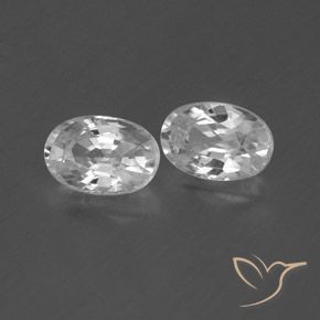 1.64 ctw White Zircon Stones, Natural Zircon in Oval Facet Shape for Sale