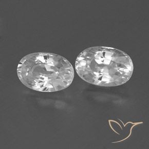1.66 ctw White Zircon Stones, Natural Zircon in Oval Facet Shape for Sale