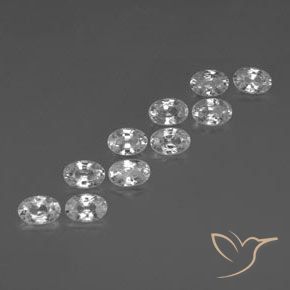 7.70 ctw White Zircon Stones, Natural Zircon in Oval Facet Shape for Sale