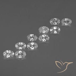 7.39 ctw White Zircon Stones, Natural Zircon in Oval Facet Shape for Sale