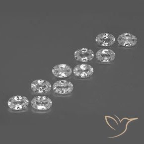 6.81 ctw White Zircon Stones, Natural Zircon in Oval Facet Shape for Sale
