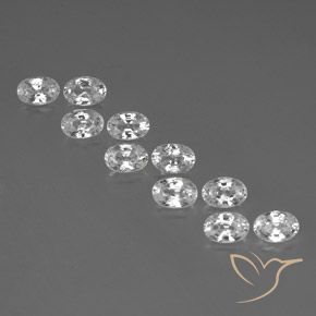 7.62ctw Natural White Zircon, Oval, VVS-VS