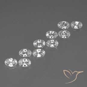 7.62 ctw White Zircon Stones, Natural Zircon in Oval Facet Shape for Sale