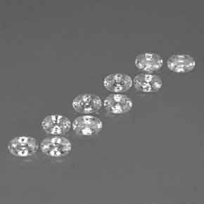 7.65 ctw White Zircon Stones, Natural Zircon in Oval Facet Shape for Sale
