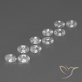 7.39 ctw White Zircon Stones, Natural Zircon in Oval Facet Shape for Sale