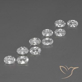 7.04 ctw White Zircon Stones, Natural Zircon in Oval Facet Shape for Sale