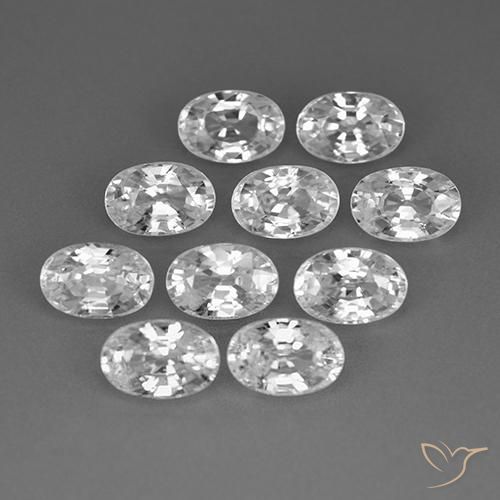 8.03 ctw White Zircon Stones, Natural Zircon in Oval Facet Shape for Sale
