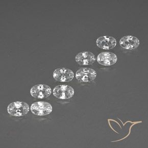 8.09 ctw White Zircon Stones, Natural Zircon in Oval Facet Shape for Sale