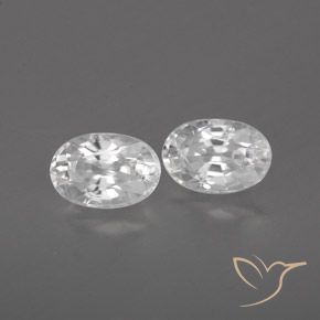 1.67 ctw White Zircon Stones, Natural Zircon in Oval Facet Shape for Sale