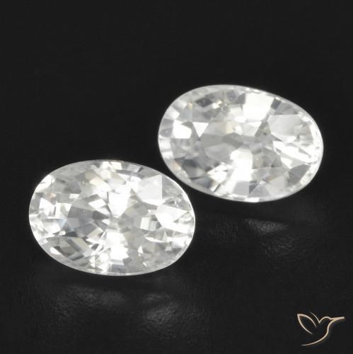 1.66 ctw White Zircon Stones, Natural Zircon in Oval Facet Shape for Sale