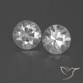 0.00ctw Natural White Zircon, Round, VVS-VS