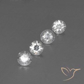 3.84 ctw White Zircon Stones, Natural Zircon in Diamond-Cut Shape for Sale