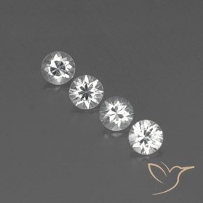 3.83ctw Natural White Zircon, Round, VVS-VS