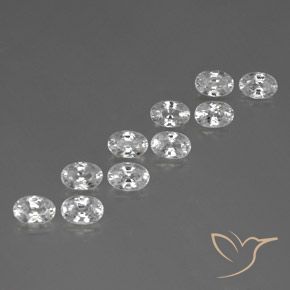 8.12 ctw White Zircon Stones, Natural Zircon in Oval Facet Shape for Sale
