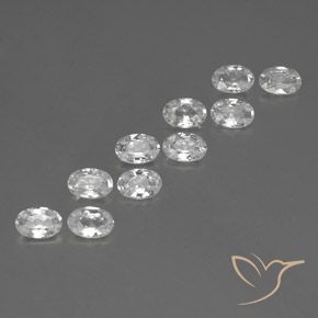 6.66 ctw White Zircon Stones, Natural Zircon in Oval Facet Shape for Sale