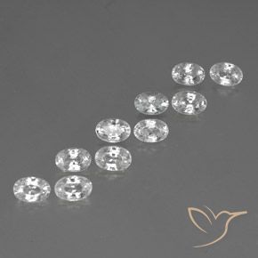 7.78 ctw White Zircon Stones, Natural Zircon in Oval Facet Shape for Sale