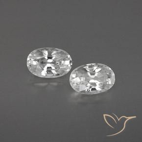 1.61 ctw White Zircon Stones, Natural Zircon in Oval Facet Shape for Sale