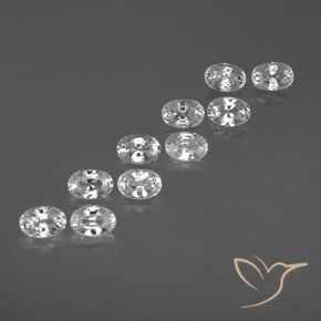 8.15 ctw White Zircon Stones, Natural Zircon in Oval Facet Shape for Sale