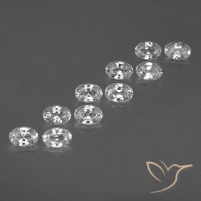 7.67 ctw White Zircon Stones, Natural Zircon in Oval Facet Shape for Sale
