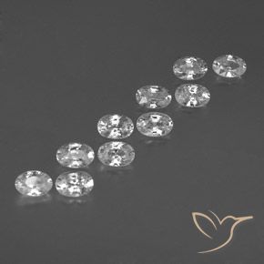 7.34 ctw White Zircon Stones, Natural Zircon in Oval Facet Shape for Sale