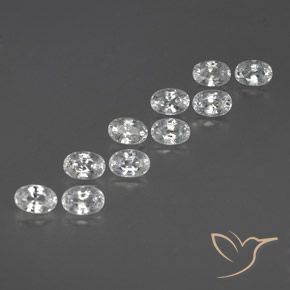 8.67 ctw White Zircon Stones, Natural Zircon in Oval Facet Shape for Sale