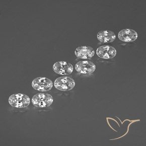 7.97 ctw White Zircon Stones, Natural Zircon in Oval Facet Shape for Sale