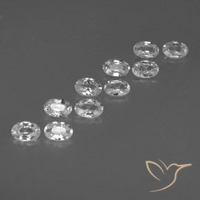 6.59 ctw White Zircon Stones, Natural Zircon in Oval Facet Shape for Sale