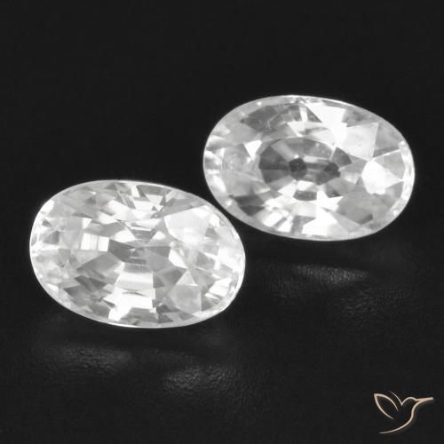 1.83 ctw White Zircon Stones, Natural Zircon in Oval Facet Shape for Sale
