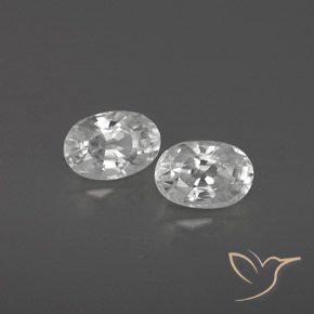 1.71 ctw White Zircon Stones, Natural Zircon in Oval Facet Shape for Sale
