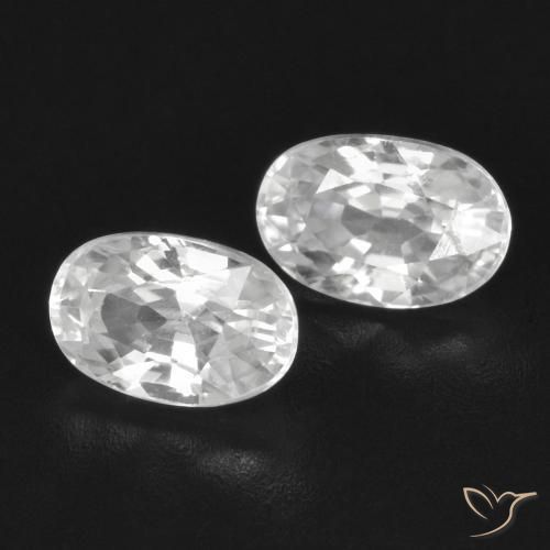 1.74 ctw White Zircon Stones, Natural Zircon in Oval Facet Shape for Sale