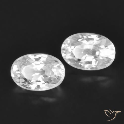 1.66 ctw White Zircon Stones, Natural Zircon in Oval Facet Shape for Sale