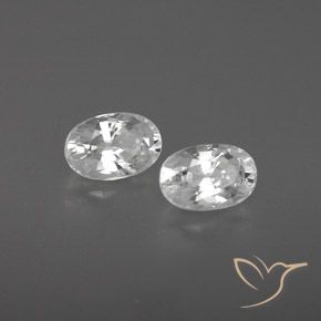 1.71 ctw White Zircon Stones, Natural Zircon in Oval Facet Shape for Sale