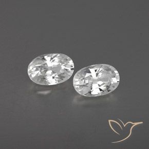 1.63 ctw White Zircon Stones, Natural Zircon in Oval Facet Shape for Sale