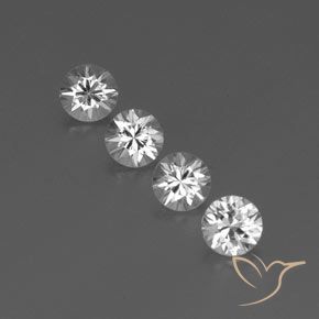 Circón blanco de 3,69 quilates, corte de diamante de 5,6 mm de Camboya, Photo A