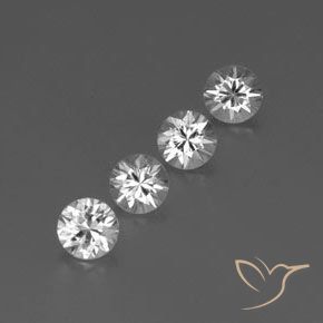 3.69 ctw White Zircon Stones, Natural Zircon in Diamond-Cut Shape for Sale