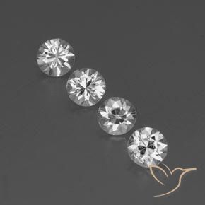 3.98ctw Natural White Zircon, Round, VVS-VS