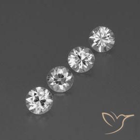3.98 ctw White Zircon Stones, Natural Zircon in Diamond-Cut Shape for Sale