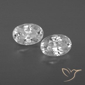 1.72 ctw White Zircon Stones, Natural Zircon in Oval Facet Shape for Sale