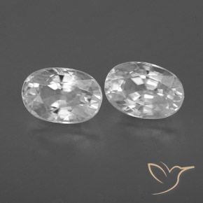1.78 ctw White Zircon Stones, Natural Zircon in Oval Facet Shape for Sale