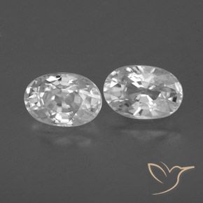 1.76 ctw White Zircon Stones, Natural Zircon in Oval Facet Shape for Sale