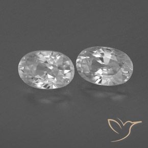 1.76 ctw White Zircon Stones, Natural Zircon in Oval Facet Shape for Sale