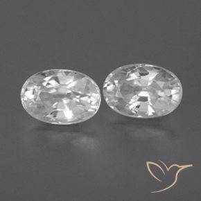 1.71 ctw White Zircon Stones, Natural Zircon in Oval Facet Shape for Sale