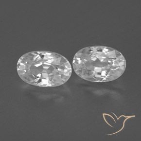 1.73 ctw White Zircon Stones, Natural Zircon in Oval Facet Shape for Sale