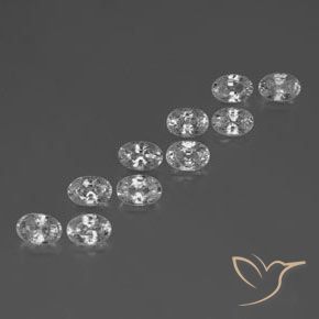 7.42 ctw White Zircon Stones, Natural Zircon in Oval Facet Shape for Sale