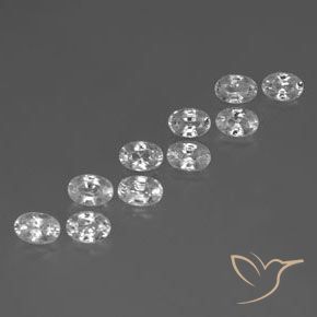 7.90 ctw White Zircon Stones, Natural Zircon in Oval Facet Shape for Sale