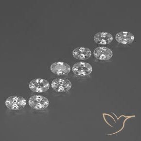 7.61 ctw White Zircon Stones, Natural Zircon in Oval Facet Shape for Sale