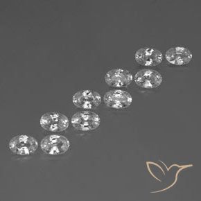 7.53 ctw White Zircon Stones, Natural Zircon in Oval Facet Shape for Sale