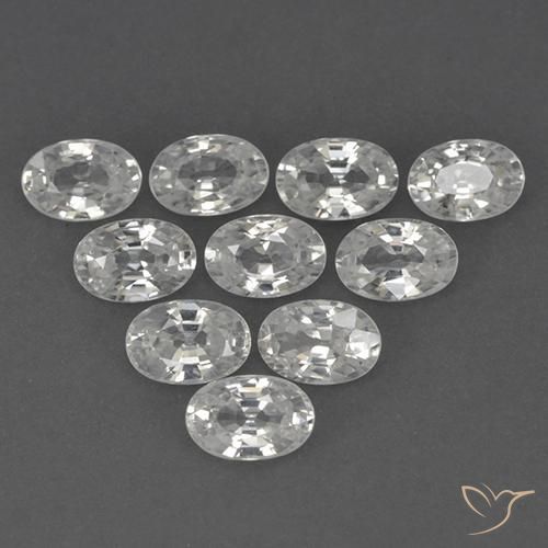 7.21 ctw White Zircon Stones, Natural Zircon in Oval Facet Shape for Sale